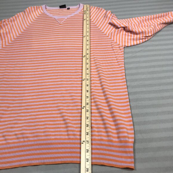 Paul Smith Sweater Mens Extra Large Orange Pink Striped V Neck 100% Cotton - Picture 7 of 12